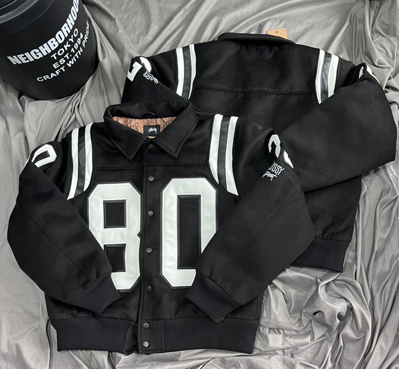 Stussy 80 Wool Varsity Jacket - Black