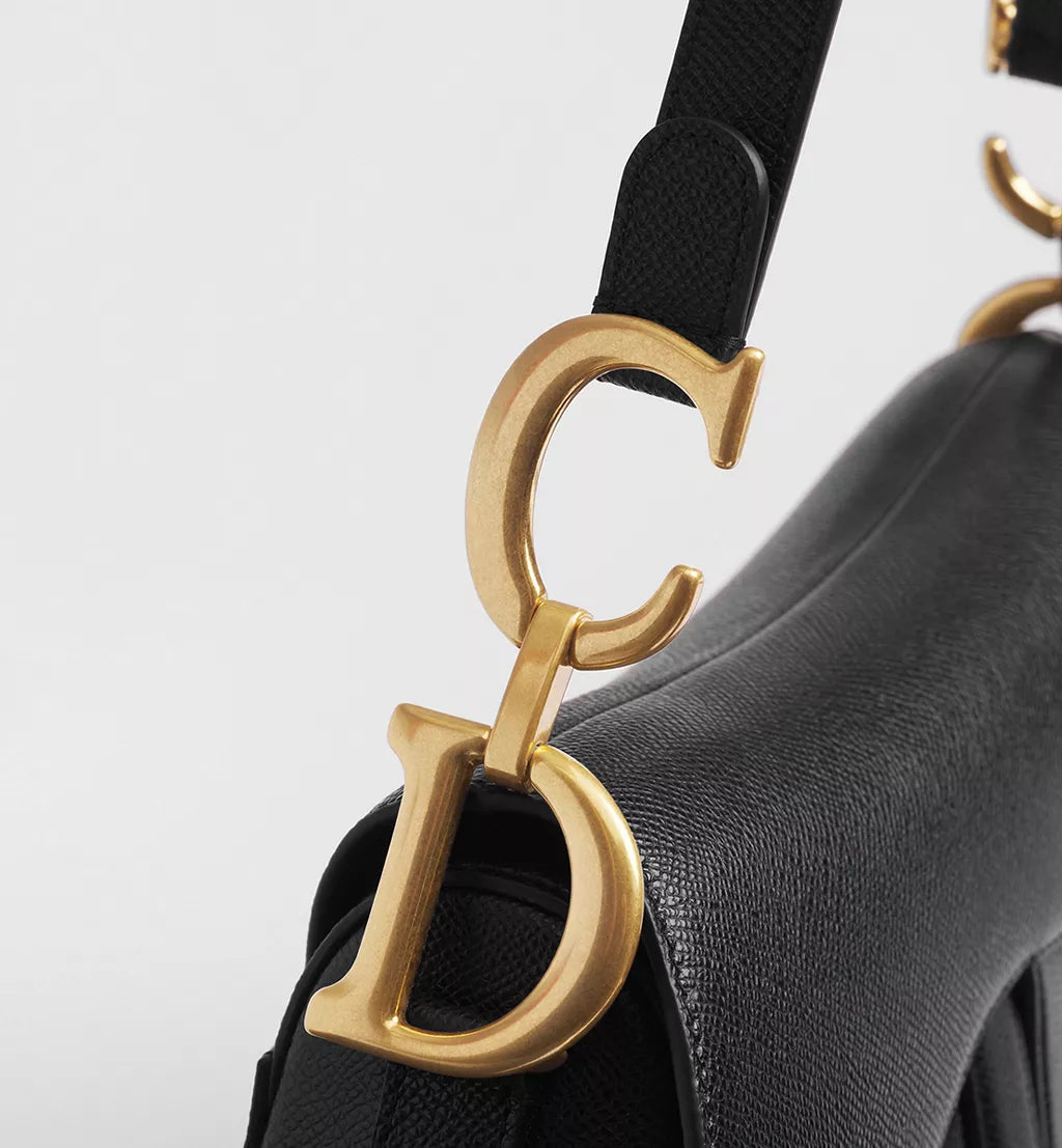 Dior Saddle bag with shoulder strap Black grained calfskin