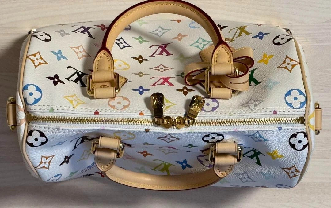Louis Vuitton x Takashi Murakami Speedy Bandouliere White
