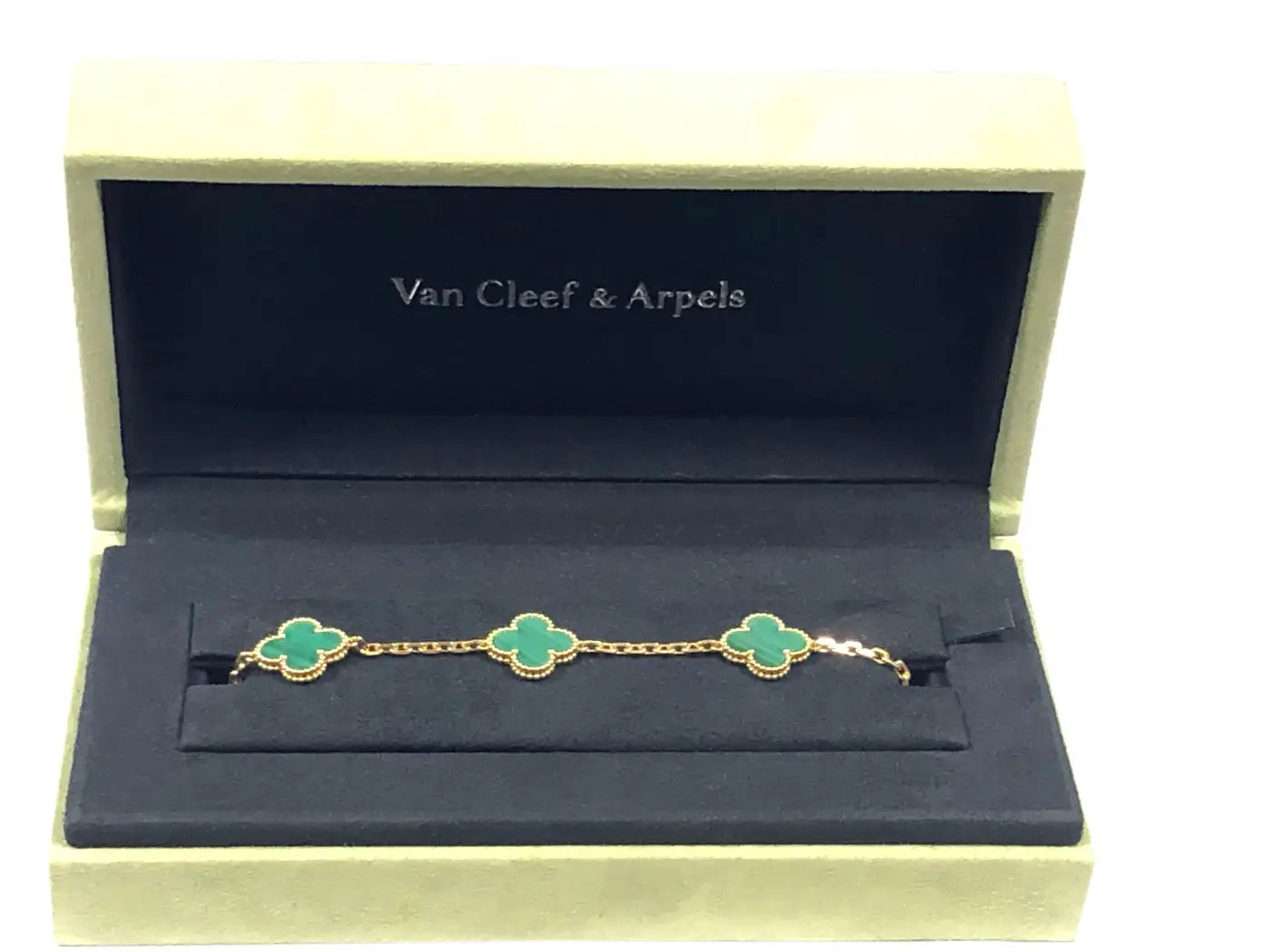 Van Cleef Vintage Alhambra bracelet, 5 motifs Malachite