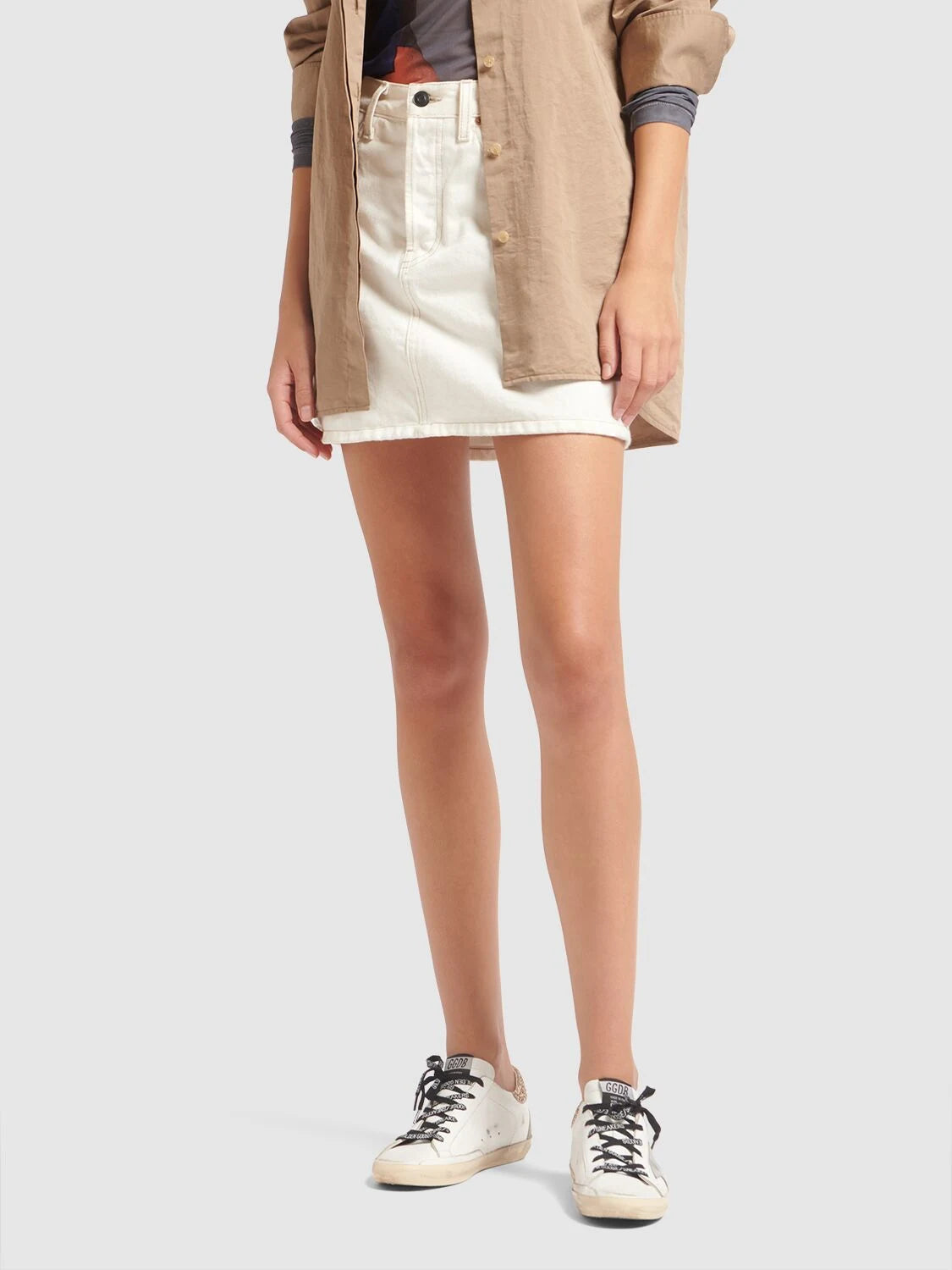GOLDEN GOOSE Super-Star White leather with glitter heel tab