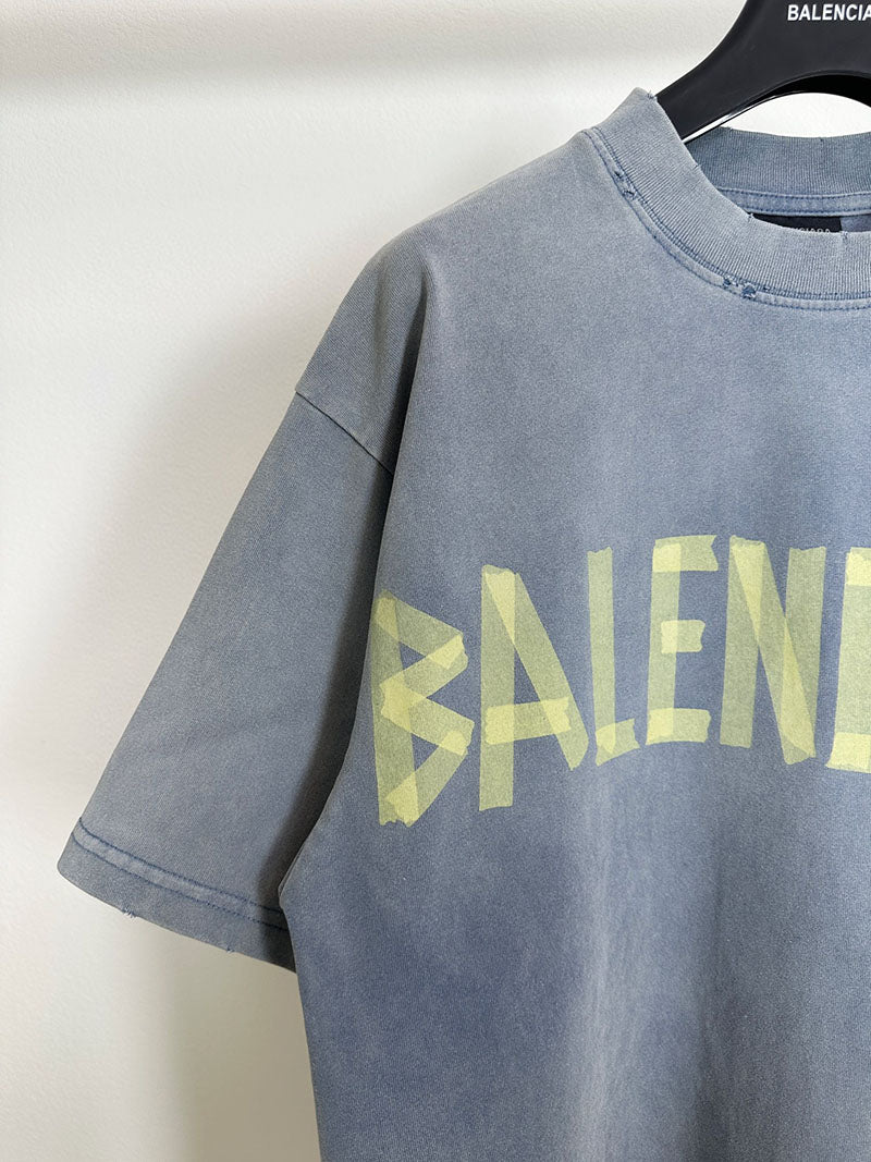 Balenciaga Tape Type Medium Fit T-Shirt Grey