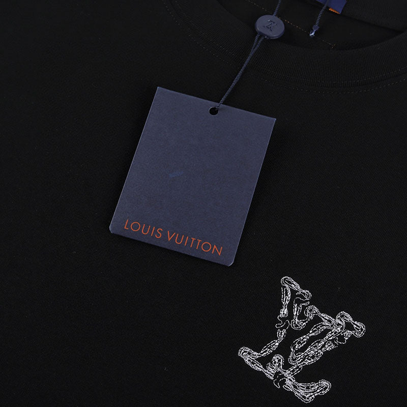 Louis Vuitton LV Logo Embroidery T-Shirt Black