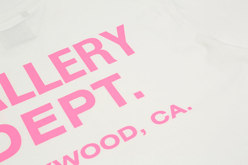 Gallery Dept. Logo Print T-Shirt White/Pink