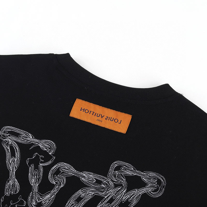 Louis Vuitton LV Logo Embroidery T-Shirt Black