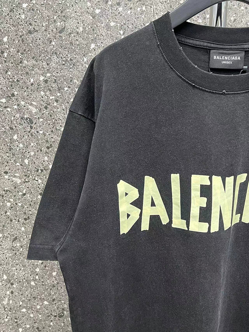 Balenciaga Tape Type Medium Fit T-shirt Black Faded