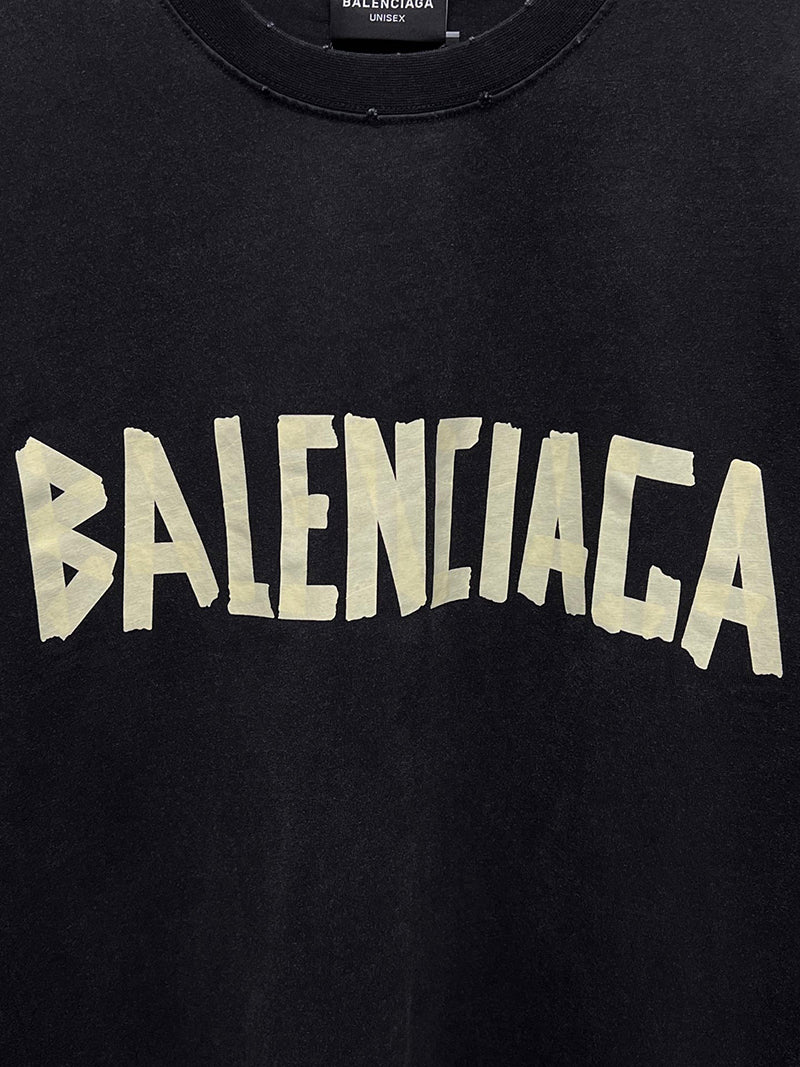 Balenciaga Tape Type Medium Fit T-shirt Black Faded