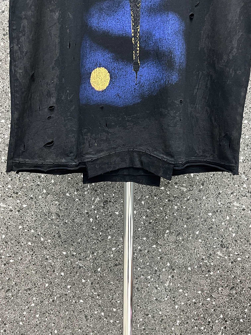 Balenciaga Upside Down Distressed Printed T Shirt