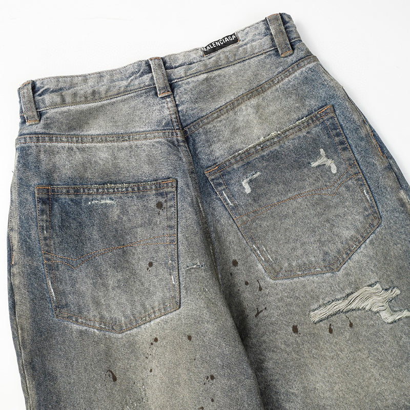 Balenciaga Mud Oil Spilled Denim Baggy Version