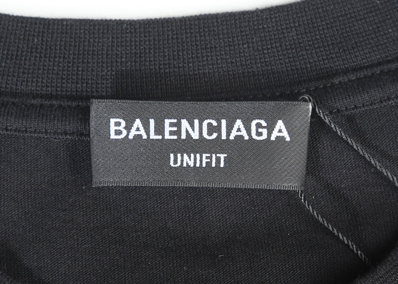 BALENCIAGA VINTAGE METAL LOGO COTTON CREWNECK T-SHIRT BLACK