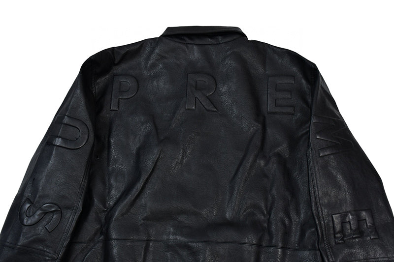 Supreme GORE-TEX Infinium WINDSTOPPER Leather Varsity Jacket Black