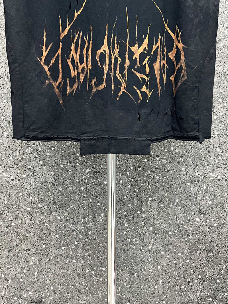 Balenciaga Upside Down Distressed Printed T Shirt