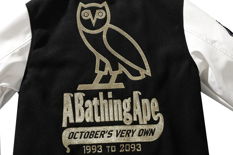 BAPE x OVO Varsity Jacket Black