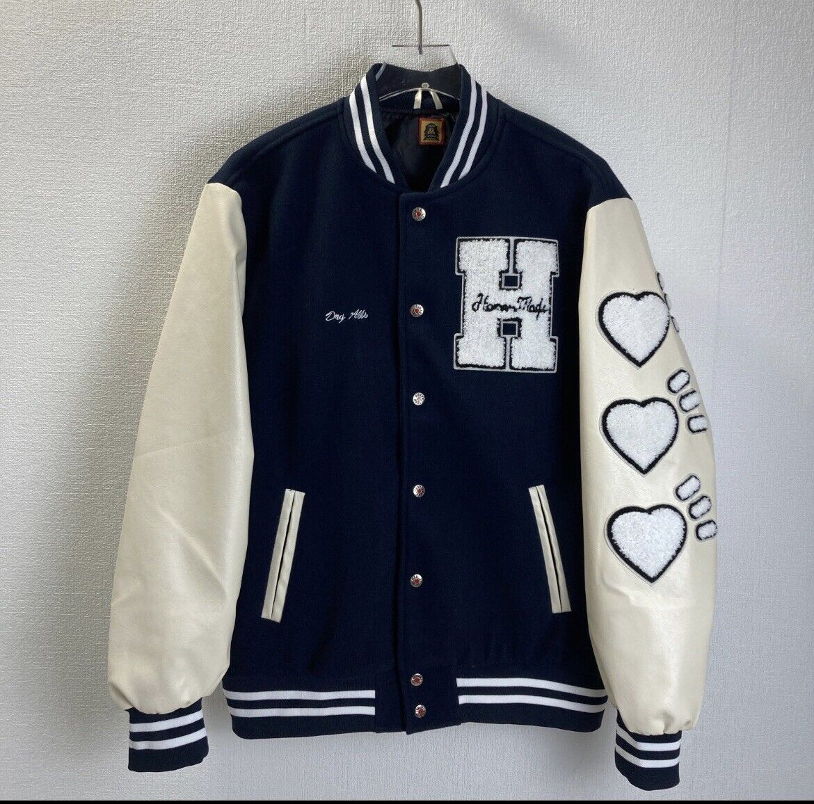 Human Made Dry Alls Wool Varsity Jacket (Navy) - Main Image