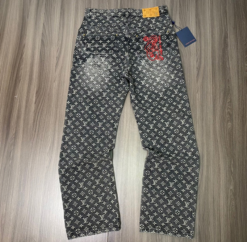 LOUIS VUITTON BAGGY DENIM MONOGRAM PANTS