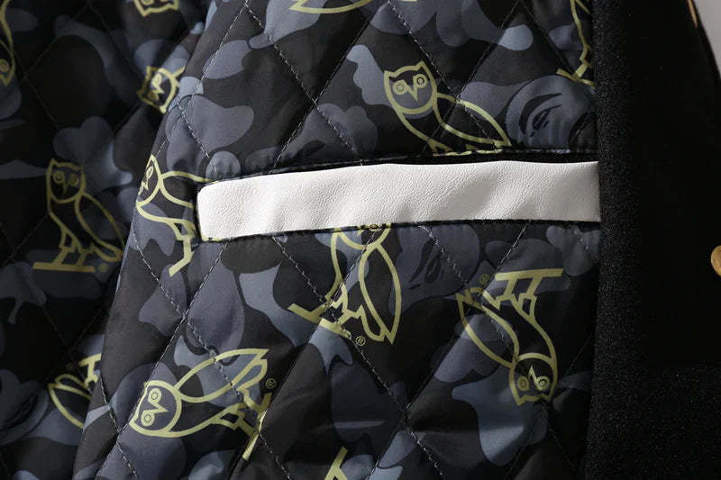 BAPE x OVO Varsity Jacket Black