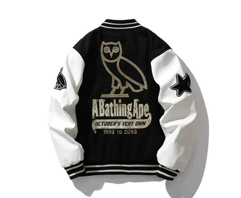 BAPE x OVO Varsity Jacket Black