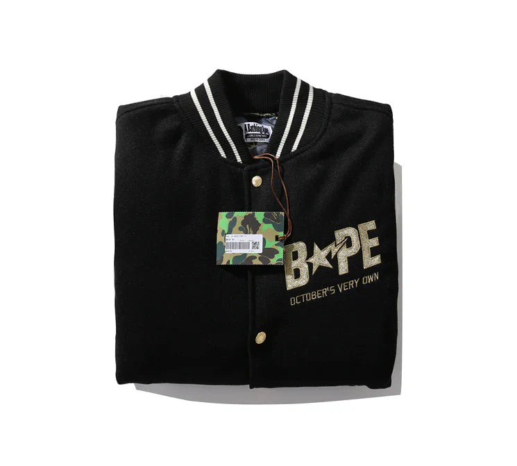 BAPE x OVO Varsity Jacket Black