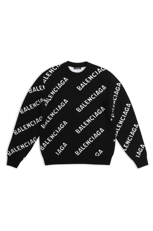 Balenciaga Logo Knit Hoodie Crewneck