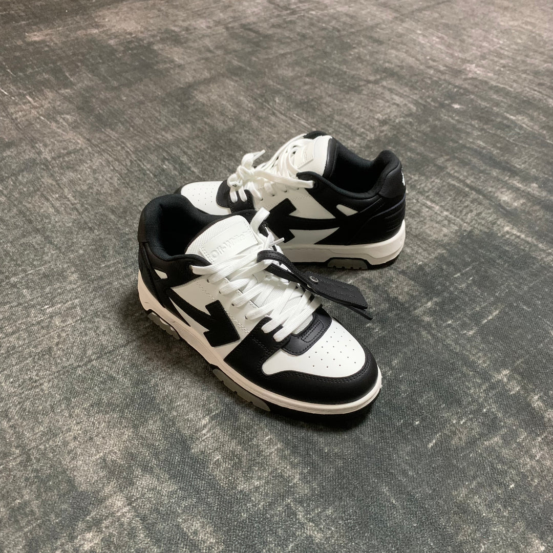 Off-White Out of Office 'Black White' Leather Zip Tie