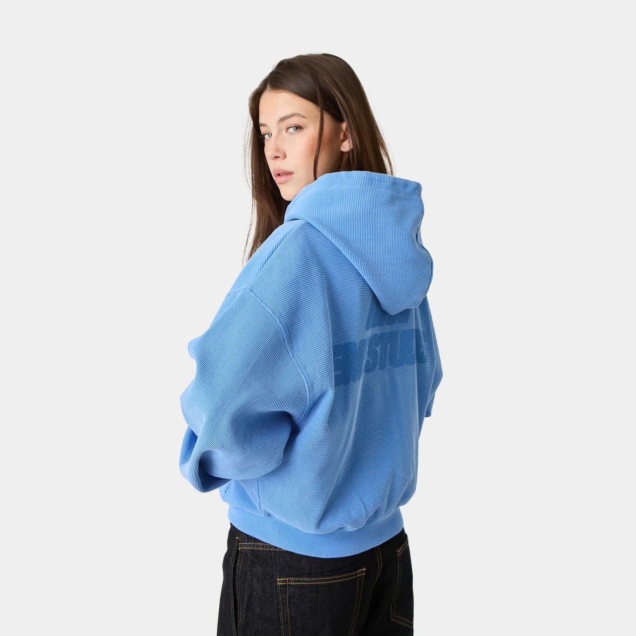 Eme Studios Waffle Cobalt Croped Boxy Full Zip