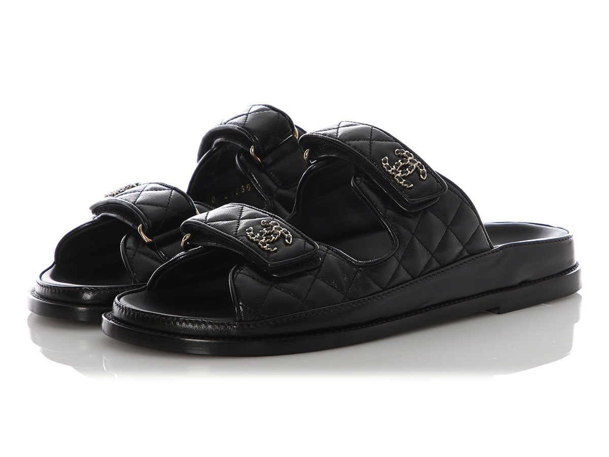 Chanel CC Touch Strap Leather Sandals