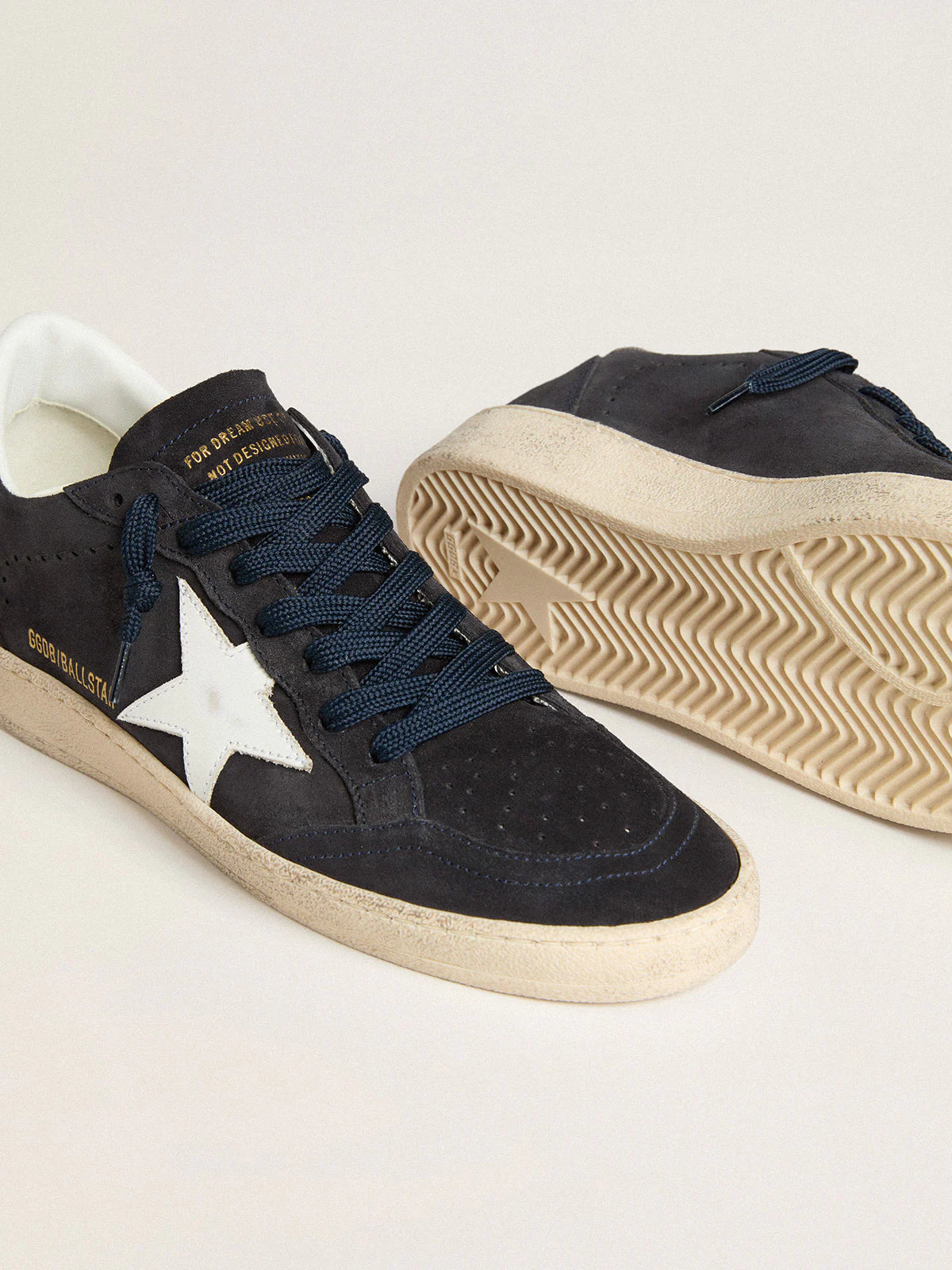 Golden Goose Ball Star in dark blue suede with leather star and heel tab