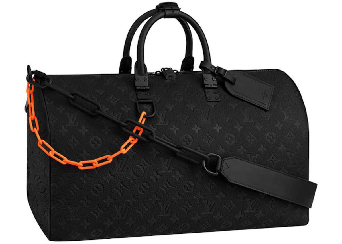 LOUIS VUITTON Keepall 50 Taurillon Leather Black Travel Bag