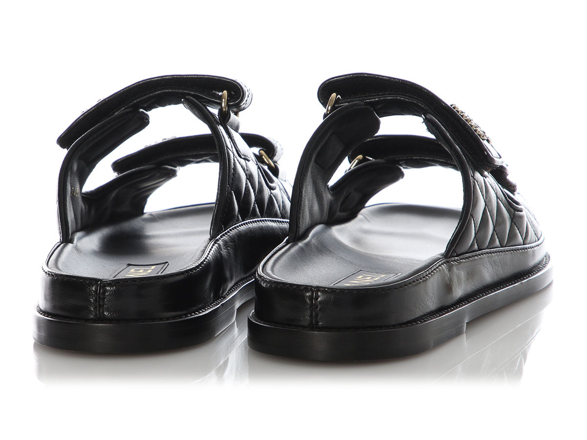 Chanel CC Touch Strap Leather Sandals