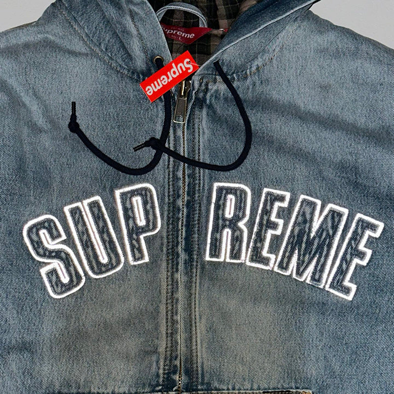Supreme Reflective Arc Hooded Work Jacket Denim