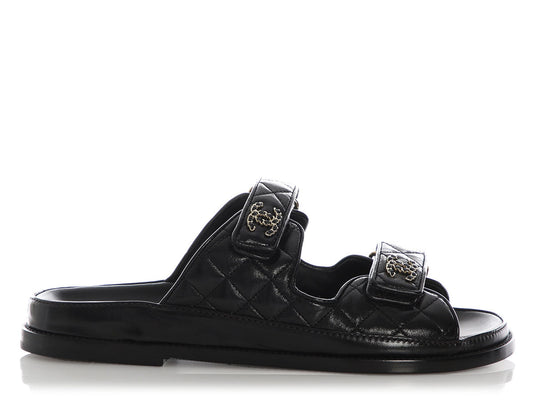 Chanel CC Touch Strap Leather Sandals