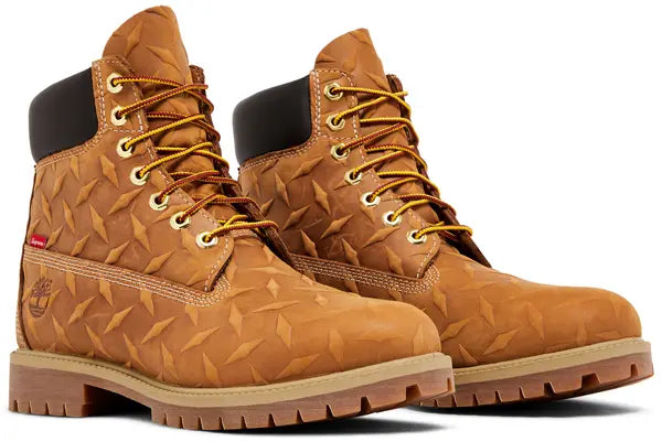 Supreme x Timberland 6 Inch Premium Waterproof Boot 'Embossed Diamond Plate - Wheat'