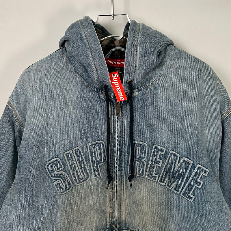 Supreme Reflective Arc Hooded Work Jacket Denim