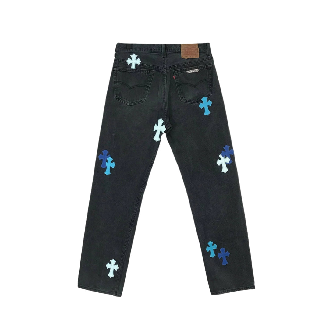 Chrome Hearts
London Exclusive Jeans with Blue Leather Cross Patch