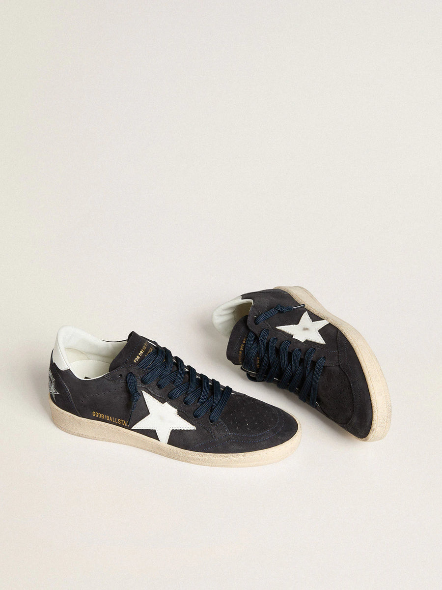 Golden Goose Ball Star in dark blue suede with leather star and heel tab