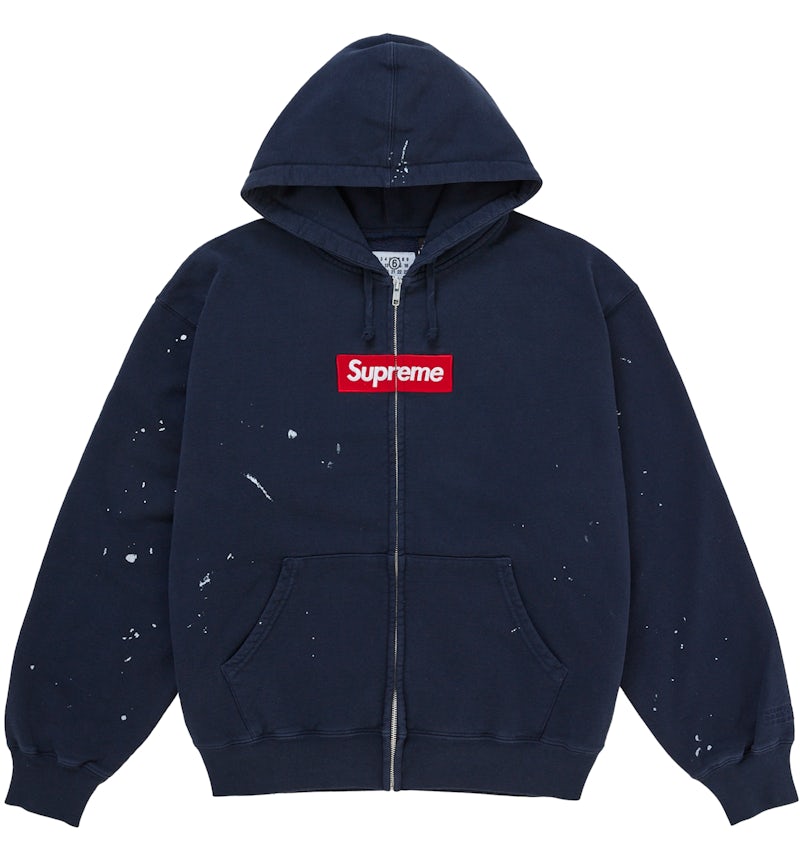 Supreme x MM6 Maison Margiela Box Logo Zip Up Hooded Sweatshirt 'Navy'