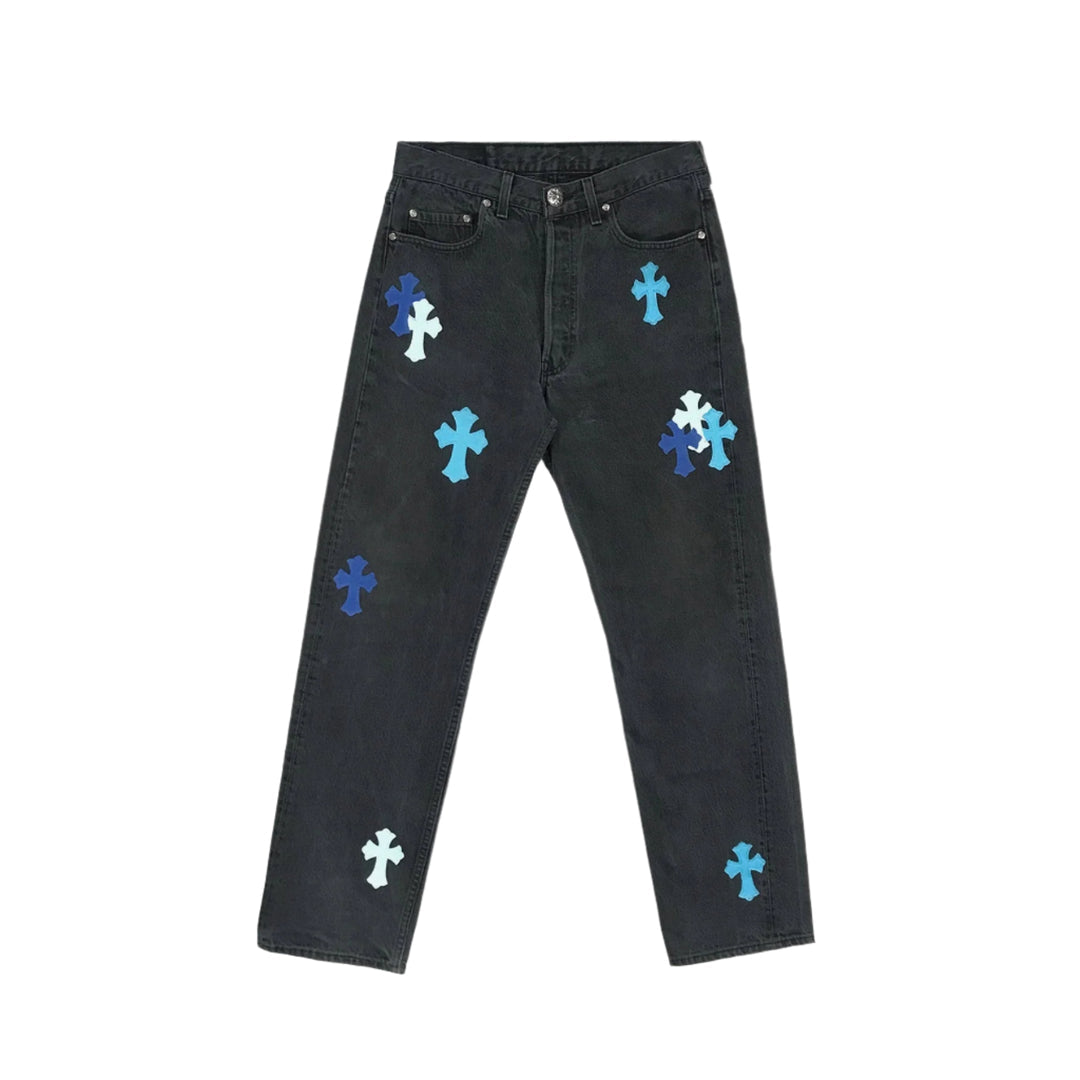 Chrome Hearts
London Exclusive Jeans with Blue Leather Cross Patch
