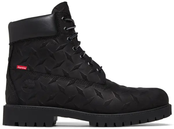 Supreme x Timberland 6 Inch Premium Waterproof Boot 'Embossed Diamond Plate - Black'