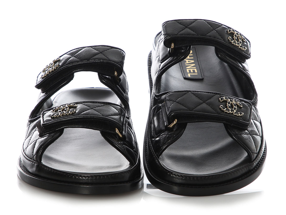 Chanel CC Touch Strap Leather Sandals