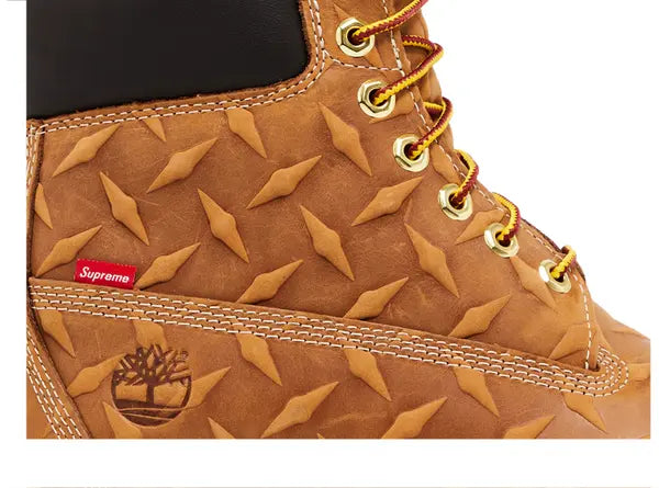 Supreme x Timberland 6 Inch Premium Waterproof Boot 'Embossed Diamond Plate - Wheat'