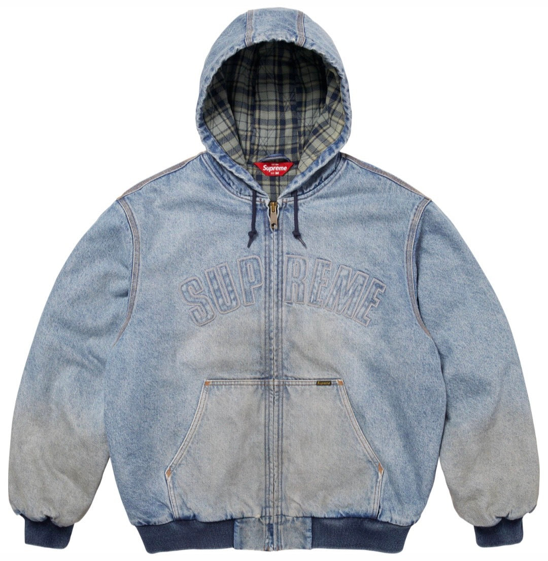 Supreme Reflective Arc Hooded Work Jacket Denim