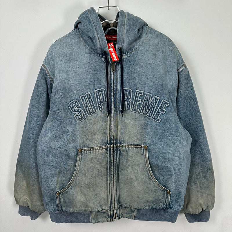 Supreme Reflective Arc Hooded Work Jacket Denim