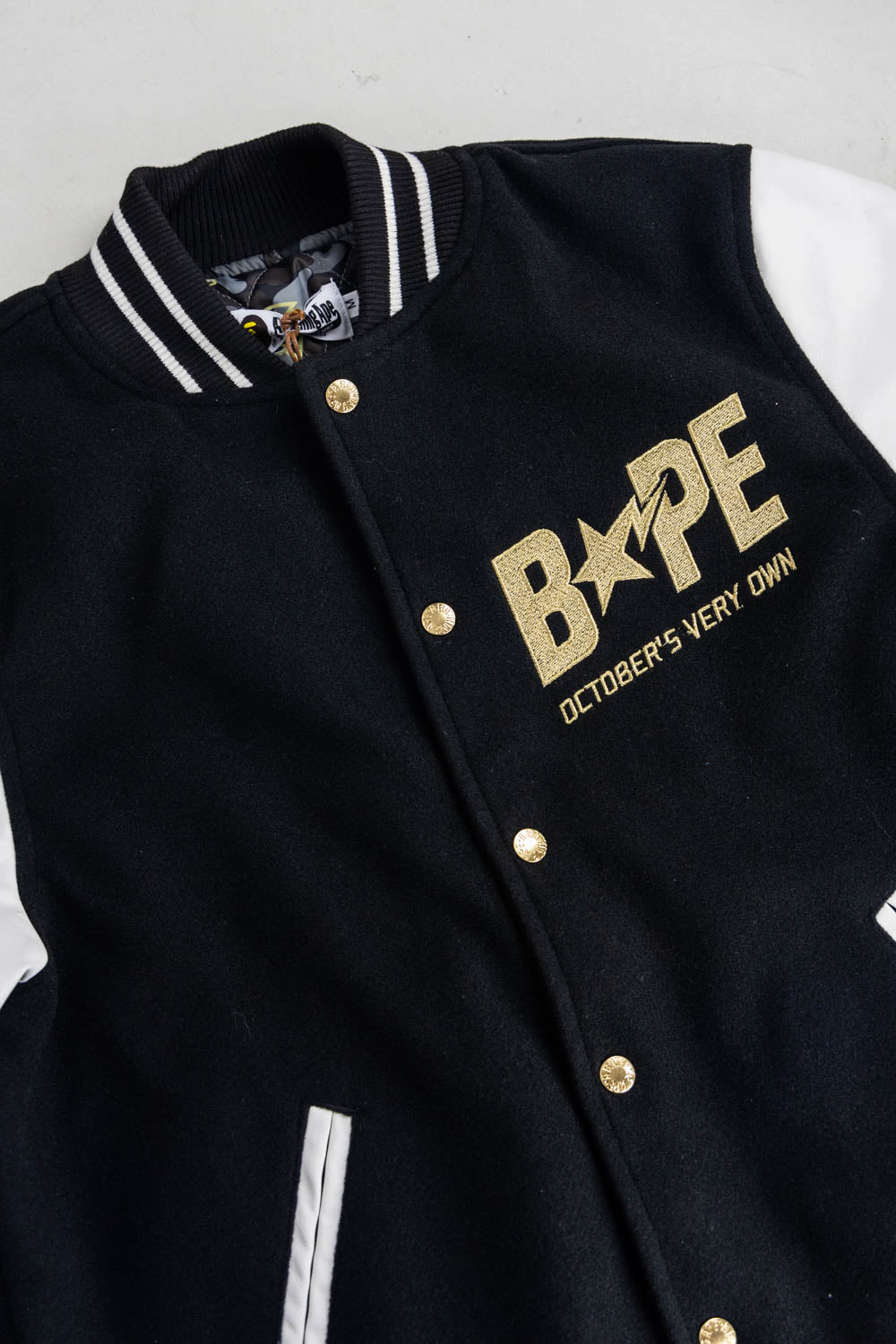 BAPE x OVO Varsity Jacket Black