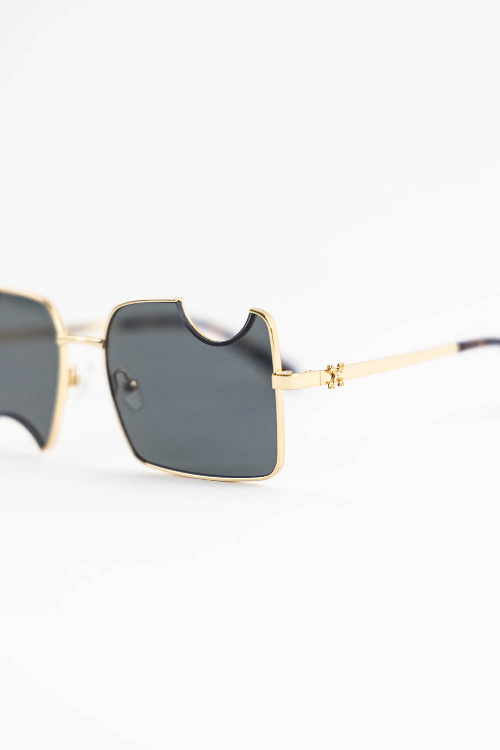 Off-White Cady cut-out rectangular-frame sunglasses Gold / Smog