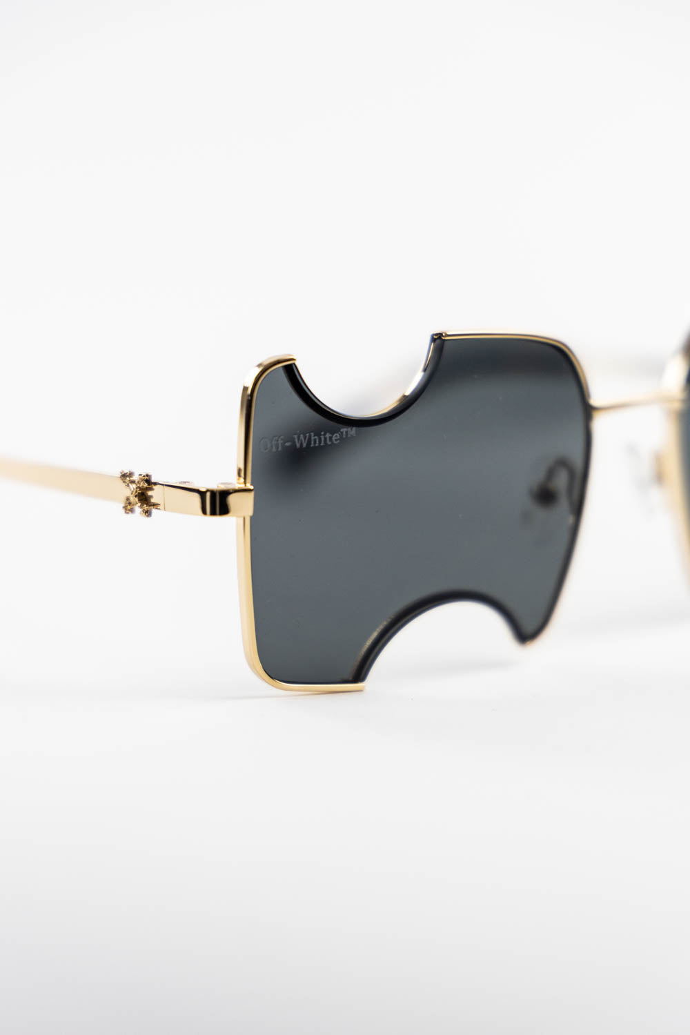Off-White Cady cut-out rectangular-frame sunglasses Gold / Smog