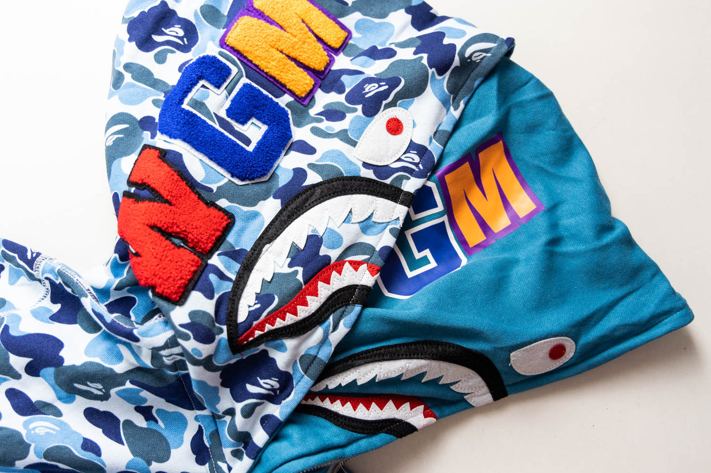 BAPE Color Camo Shark Wide Full Zip Double Hoodi- Blue