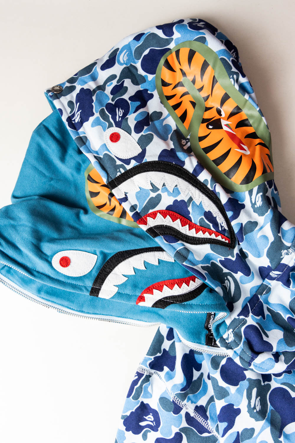 BAPE Color Camo Shark Wide Full Zip Double Hoodi- Blue