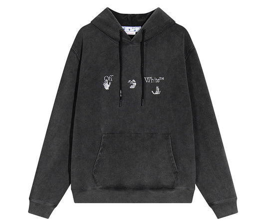 OFF-WHITE Acid Washed Hoodie Charcoal/Grey